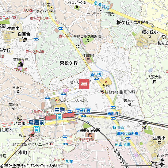 生駒支店付近の地図
